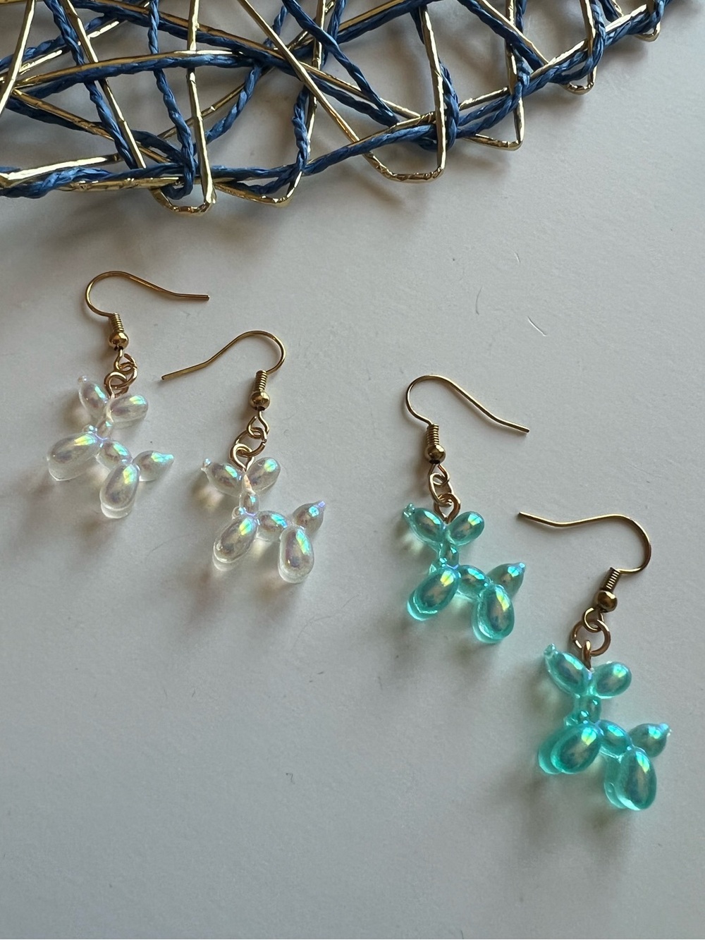Handmade Balloon Dog Dangle Earrings Set of 2